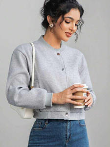 Wholesale Custom Womens Fashion Ribbed Letterman <b>Jacket</b> <b>Long</b> Sleeve Chenille Embroidery Logos Casual Baseball Breathable - Product Image 6