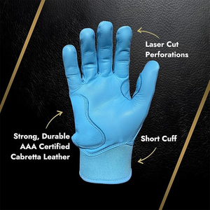Gants de baseball confortables en cuir bleu, antidérapants, à haute adhérence, pour le softball, avec logo personnalisé - Product Image 2