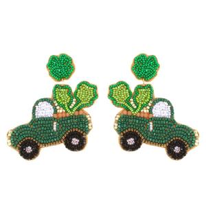 Pendientes de cuentas intrincados accesorio decorativo con cuentas de vidrio vibrantes creadas para mujeres para celebrar el Día del maestro - Product Image 1