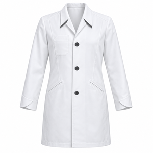 Bata de Médico Blanca Suave con Cuello de Golondrina, Uniforme de Laboratorio Médico, Venta al por Mayor Personalizada, Ropa de Trabajo Unisex para el Cuidado de la Salud con Botones Hexagonales - Product Image 1