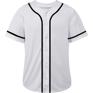 Maillot de baseball blanc vierge de haute qualité unisexe à manches courtes en maille respirante pour le sport - Product Image 1