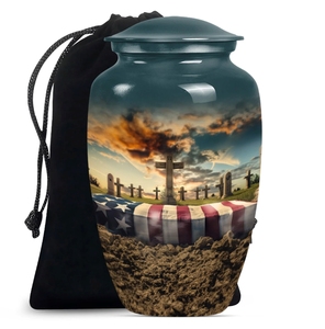 American Flag Bald Eagle Cremation Urn <b>for</b> Adult Human <b>Ashes</b> Decorative Funeral Urns Metal Memorial <b>Keepsake</b> Jar - Product Image 2
