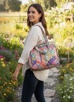 Bolsa de Mano Acolchada de Algodón Estampado Ecológico para Mujer Advik, con Bolsillos Interiores, Diseños Personalizados, Gran Capacidad, para Compras, Viajes y Uso Diario