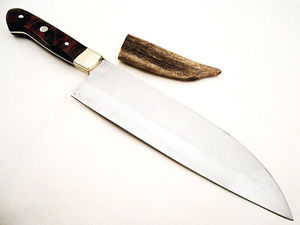 Handmade Custom Kitchen Chef <b>Knife</b> Set High Quality Stainless Steel Damascus <b>Blade</b> with Vegetables Leather Sheath Included - Product Image 5