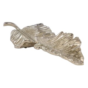 Hotel & Restaurants Food Serving Dishes Decor Silver <b>Leaf</b> Shaped Silver Nickel Finishing Table Decor - Product Image 1