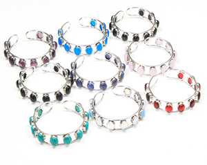 9-Stone Gemstone Bohemian Style Geometric Design <b>Silver</b>-Plated Handmade Adjustable <b>Cuff</b> Fashion Bangle Women's High Quality - Product Image 1