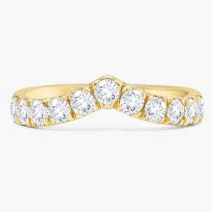 Bagues empilables en diamant, demi-éternité en V, serties de diamants de laboratoire ronds, en or massif 14k 18k, délicates, style chevron, vente en gros - Product Image 1