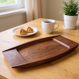 ถาดเสิร์ฟไม้พิมพ์ลายสวยงามสำหรับชา กาแฟ ขนม อาหารเช้า ของตกแต่งบ้าน ถาดครัว - Product Image 3