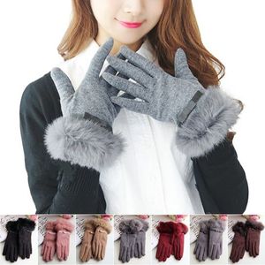Kitten <b>Mittens</b> with Faux Fur Lining Touch Smart Woolen & Cashmere <b>Gloves</b> - Product Image 4