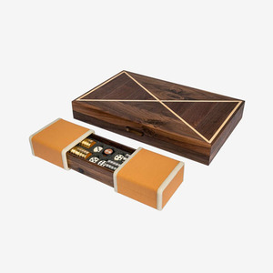 Handcrafted Wooden Backgammon Board Game <b>Set</b> With Leather Accents Dice And Playing Pieces Premium Strategy <b>Set</b> For Family Fun - Product Image 2