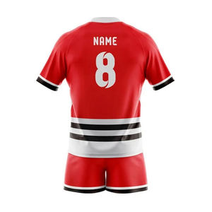 Ensemble d'uniformes de rugby personnalisés imprimés par transfert thermique, ajustés, à séchage rapide, grande taille, Rashguard Spandex/Coton - Product Image 6