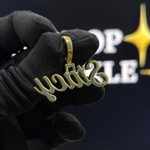 <b>Custom</b> Script <b>Name</b> Pendant 925 Sterling Silver VVS Moissanite Iced Out Hip Hop <b>Necklace</b> Yellow Gold Personalized Jewelry Pendant - Product Image 2