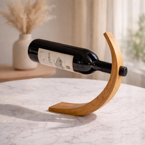 Soporte de Madera para Botellas con Forma Curva Simple, Almacenamiento Elegante Ideal para la Encimera de la Cocina, Guarda Botellas de Vino de Forma Ordenada Ahorra Espacio - Product Image 1