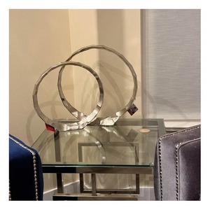 Abstract Geometric Metal Table Sculpture Circular Handmade Artistic Decor for Living Room Minimalist Design for Home Decor - Product Image 6