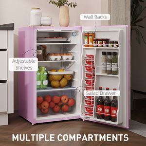 Mini Frigo 12V con Congelatore 3.2 Cu.Ft, Porta Singola, Termostato Regolabile, Porta Reversibile, Rosa, per Ufficio - Product Image 6