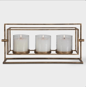 Wholesale Modern Geometric Metal Multi Pillar Candle Holder Stand <b>Antique</b> <b>Brass</b> Hurricane Glass Centerpiece Table Home Decor - Product Image 3