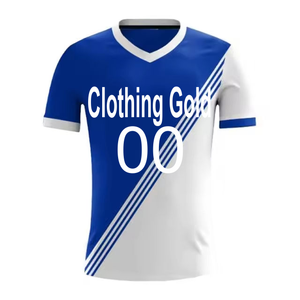 Conjunto de Camiseta de Fútbol Personalizada para Hombre, Degradado Blanco y Verde, Cuello en V, Manga Corta, Ropa de Poliéster que Absorbe la Humedad, Dorado - Product Image 2