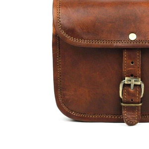 Pochette de chasse vintage en cuir véritable avec fermeture à loquet, unisexe, marron - Product Image 1