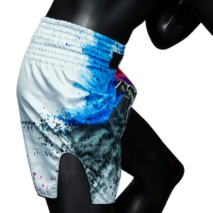 Shorts de Muay Thai personnalisés, coupe ajustée, blancs, avec motifs graphiques, pour la boxe, le kickboxing, l'entraînement, vêtements de combat OEM, shorts en satin respirants, best-seller - Product Image 5