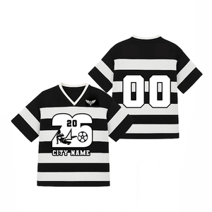 Camiseta de Fútbol Vintage Unisex con Estampado de Letras, de Poliéster, Corte Cuadrado, Oversize, de Alta Calidad, Cuello en V, Malla Personalizada de Secado Rápido - Product Image 1
