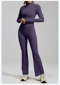 Conjunto Deportivo Personalizado de 2 Piezas para Mujer, Leggings para Correr, Ropa Deportiva, Chaqueta con Cierre y Pantalones Acampanados para Yoga - Product Image 6