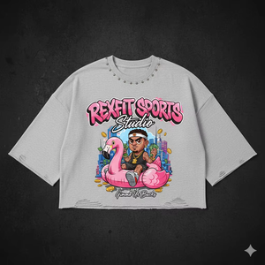 Camiseta de Manga Corta para Hombre, Personalizada por el Fabricante, Estilo Vintage, Lavada al Ácido, con Gráficos DTG y Pedrería - Product Image 1