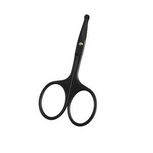 Tijeras para Vello Nasal de Alta Calidad, 3.75 Pulgadas, Cuchillas Curvas de Seguridad con Punta Redondeada, Color Negro, Tijeras Pequeñas para Vello Facial y de Oídos - Product Image 6