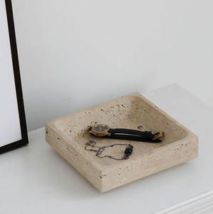 Bandeja Decorativa de Travertino con Forma Orgánica, Bandeja de Piedra Natural para Servir, Centro de Mesa Único para Mesa de Café, Bandeja Multiusos para Exhibición - Product Image 5