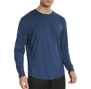 Custom Logo Solid Men's Long Sleeve O-Neck <b>Shirts</b> 100% Cotton Quick Dry Breathable Loose Fit Casual Summer Athletic Wear - Product Image 4