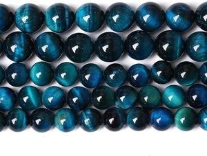 Perles en œil de tigre bleu naturel en gros | Collier de pierres précieuses rondes en œil de tigre bleu sarcelle de 4 mm, 6 mm, 8 mm, 10 mm, 12 mm, 14 mm, 16 mm, 18 mm - Product Image 2