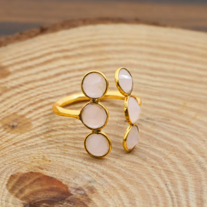 Minimalist Rose <b>Quartz</b> Cluster <b>Ring</b> | 18k Gold Plated Gemstone Jewelry - Gift for her - Product Image 5