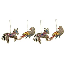 Luxury Horse and Bird Shape Zari Work Hanging | Handmade Beaded Embroidery <b>Ornament</b> | Indian Ethnic Home & Temple Décor - Product Image 1