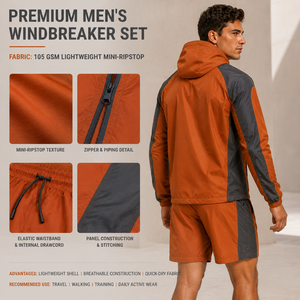 Ensemble personnalisé coupe-vent et short pour homme, en nylon Ripstop vierge, vente en gros, ensemble assorti, logo personnalisé, fabricant OEM - Product Image 4