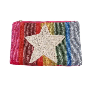 Handcrafted Beaded Coin <b>Pouch</b> Flower Cow Print Beaded Coin From India Handmade Coin <b>Pouch</b> for Women and GirlsTags&Cards - Product Image 6