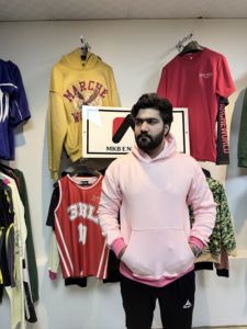 MKB Custom <b>Men's</b> <b>Pink</b> Hooded Pullover <b>Sweatshirt</b> Solid Color Casual Wear Regular Fit Cotton Fabric Autumn Style - Product Image 1