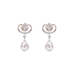 Pendientes de Oro Rosa con Diamantes Cultivados en Laboratorio en Forma de Corazón, Flor y Lágrima - Product Image 3
