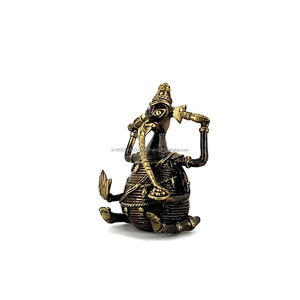 Handcrafted Brass Ganesha <b>Statue</b> 4 Inch <b>Gold</b>-Plated Antique Tribal Art Pooja Decor Collectible - Product Image 2