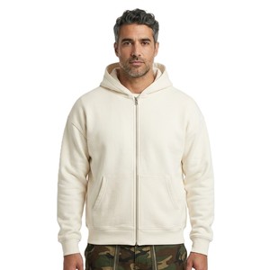 Sweat à capuche OEM entièrement zippé en polaire avec impression graphique personnalisée au dos, coupe oversize décontractée, style streetwear, sweats à capuche vierges, fabricant de marque privée - Product Image 2
