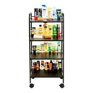 4 Tier Metal Rolling Cart with Wheels | Multipurpose Storage <b>Trolley</b> for Kitchen, Bathroom, Home & Office (Black) - Product Image 1