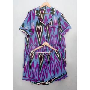 Conjunto de Pijama de 2 Piezas para Mujer, Verano, Transpirable, 100% Algodón Tejido, Manga Corta, Estampado Floral, Camiseta de Dormir Suave de Secado Rápido - Product Image 4
