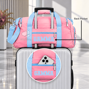 Gamma Phi Delta Sorority Women's Pink Cordura Duffel <b>Weekender</b> <b>Bag</b> With Shoe Compartment <b>Travel</b> Sports Zippered Carryall <b>Bag</b> - Product Image 5