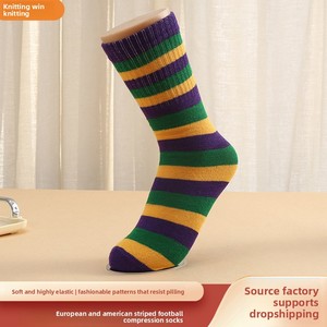 <b>Women</b> <b>Crew</b> <b>Socks</b> Solid Cotton Breathable Purple Green Yellow Jacquard Knitted CLASS 1 Compression Yoga Sports Use Daily Wear - Product Image 5