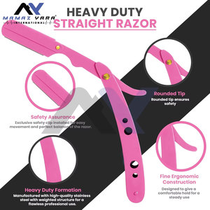 Navaja de Afeitar Plegable de Acero Inoxidable para Hombre, Herramienta de Afeitado Facial de Borde Recto - Product Image 6