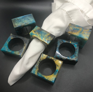 Anneaux de serviette en résine en gros, créatifs, couleur royale intense, pour décoration de table et dîner - Product Image 2