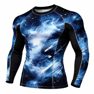 เสื้อรัดรูปแขนสั้นผู้ชาย ผ้ายืดสแปนเด็กซ์ 120 กรัม รับผลิตแบบ OEM โลโก้พิมพ์ด้วยความร้อน ระบายอากาศ แห้งเร็ว UPF 50 เป็นมิตรกับสิ่งแวดล้อม - Product Image 5