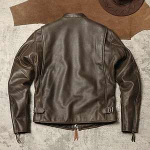 Veste en similicuir ajustable avec col et poignets ajustables pour homme, fermeture éclair intégrale, streetwear élégant, poches zippées, veste en cuir d'hiver - Product Image 2