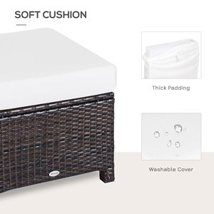 Pouf da esterno in vimini PE marrone scuro con cuscino e struttura in acciaio per patio - Product Image 6