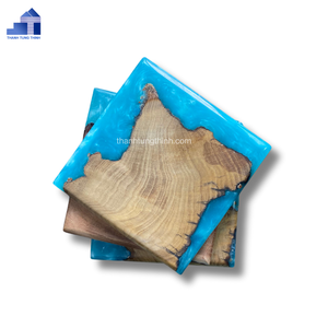 Wooden <b>Epoxy</b> <b>Resin</b> Coaster Set 2 Pieces Natural Wood Grain <b>Black</b> <b>Resin</b> Inlay Hand Wash Only Food Safe - Product Image 5