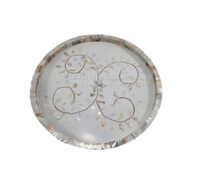 ถาดเสิร์ฟงานฝีมือคุณภาพสูง ขนาด 30x30x2.5 ซม. ประดับมุกแท้สีชมพู ผลิตในอินเดีย เหมาะสำหรับใช้ในโรงแรมและร้านอาหาร - Product Image 4