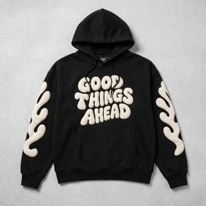 <b>Women</b> puff printing <b>hoodies</b> featuring raised 3D designs, <b>soft</b> fabric, cozy warmth, and a stylish modern streetwear look. - Product Image 5
